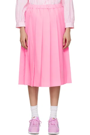 Comme des Garçons Jupe midi rose en laine froide