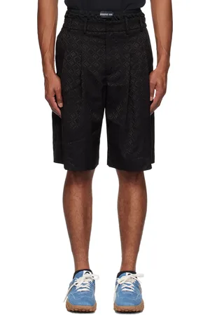 Marine Serre Short façon costume noir à motif losangique à logos en tissu jacquard