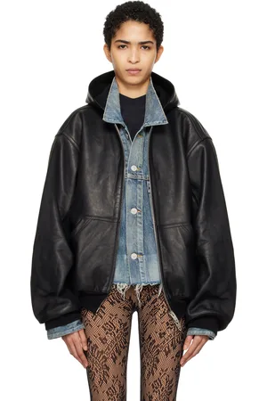 Balenciaga Blouson noir en cuir à glissière