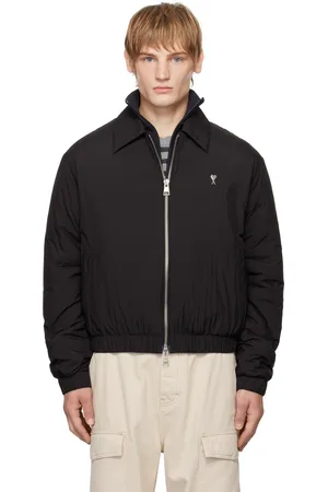 Ami Blouson aviateur noir à glissière et à logo Ami de cœur