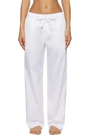 Tekla Pantalon de pyjama blanc en satinette