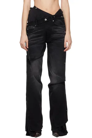 Y / PROJECT Jean noir à taille boutonnée