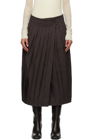REMAIN Birger Christensen Jupe midi brune à plis