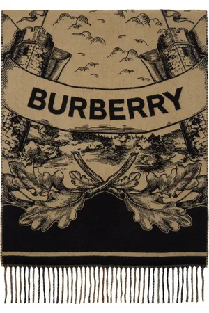 Burberry Écharpe réversible beige en cachemire à emblème du cavalier