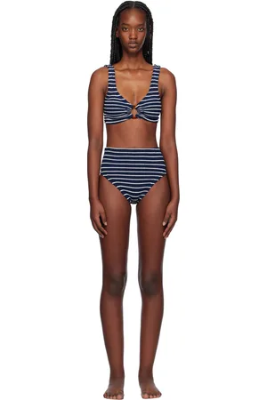 Hunza G Bikini Nadine bleu marine et blanc