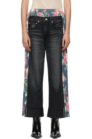 JUNYA WATANABE Jean noir à motif fleuri imprimé édition Levi