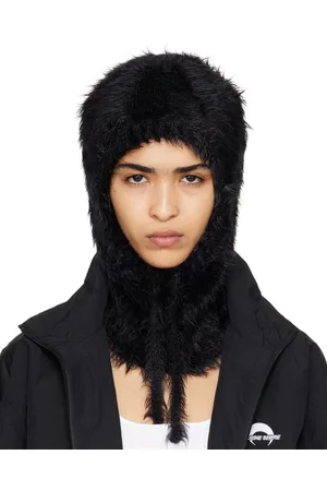 Marine Serre Passe-montagne noir en tricot à poils longs