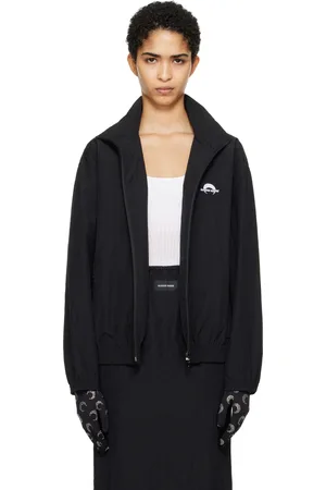 Marine Serre Blouson de survêtement noir en nylon à logo MS Sport