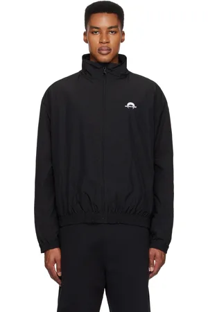 Marine Serre Blouson de survêtement noir en nylon à logo MS Sport
