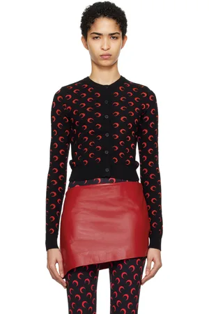 Marine Serre Cardigan ajusté noir à motif à logos en tricot jacquard