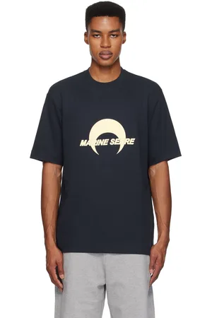 Marine Serre T-shirt décontracté bleu marine en jersey de coton
