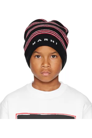 Marni Enfant | Bonnet noir en tricot de laine à rayures