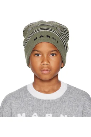Marni Enfant | Bonnet vert en tricot de laine à rayures