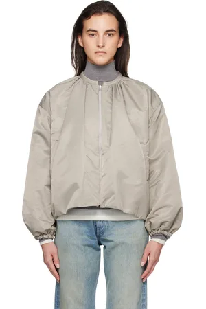 AMOMENTO Blouson aviateur matelassé et rembourré réversible beige et bleu