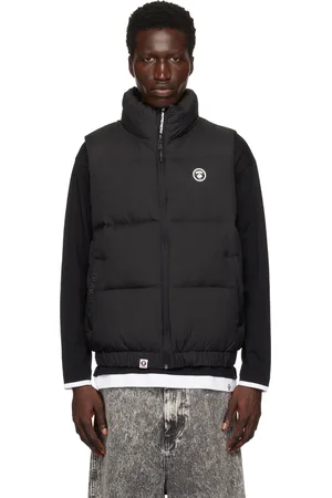 A Bathing Ape Veste noire rembourrée en duvet à logo AAPE Now