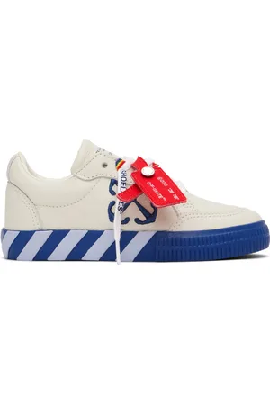 OFF-WHITE Enfant | Baskets basses vulcanisées blanc cassé et bleu en cuir