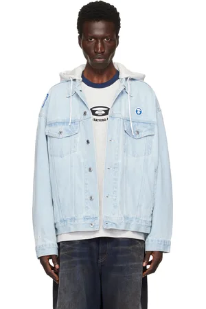 A Bathing Ape Blouson bleu en denim à logo AAPE Now