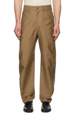 LEMAIRE Pantalon de travail brun clair à coutures extérieures torsadées