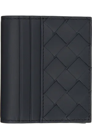 Bottega Veneta Porte-carte gris tissé façon intrecciato à fentes pour billets