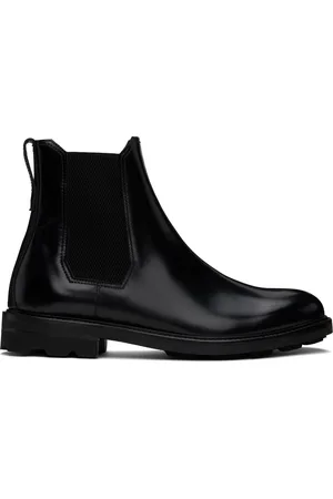 BRIONI Bottes chelsea noires en cuir de veau nourri