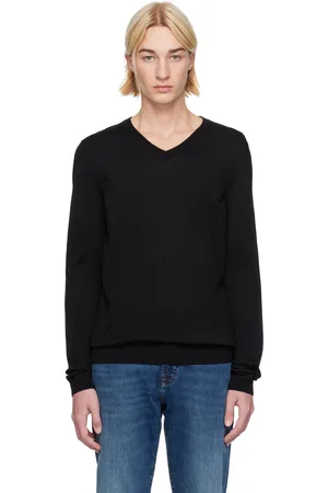 HUGO BOSS Pull noir à col en V