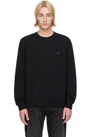 HUGO BOSS Pull molletonné noir en jersey bouclette