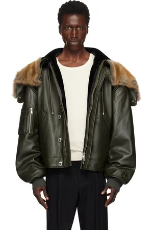 Moose Knuckles Blouson aviateur AJR vert en cuir à capuche fendue - Moose Lab