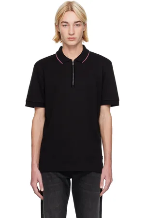 HUGO BOSS Polo noir à demi-glissière