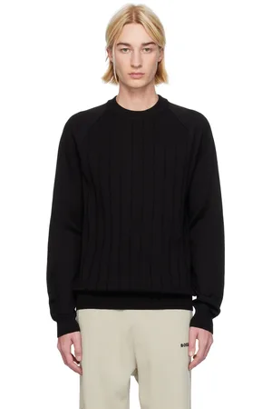 HUGO BOSS Pull noir en tricot à rayures