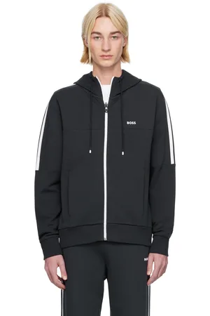 HUGO BOSS Pull à capuche bleu marine à glissière