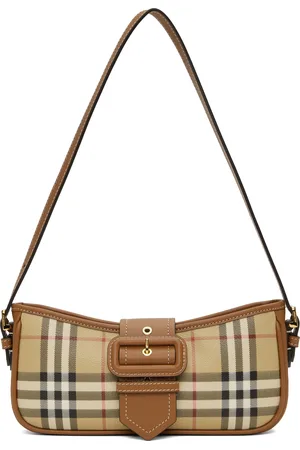 Burberry Sac porté épaule beige à carreaux