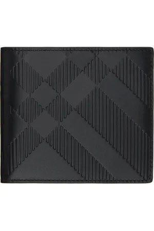 Burberry Portefeuille noir à carreaux gaufrés et à deux volets