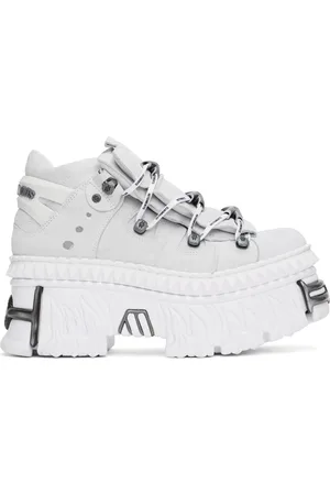 Vetements Baskets blanc et gris à plateforme à flammes gaufrées édition New Rock