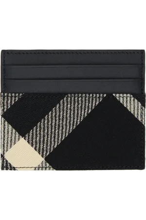 Burberry Grand porte-carte noir à carreaux