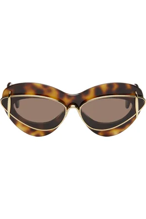 Loewe Lunettes de soleil œil-de-chat brunes à empiècement superposé