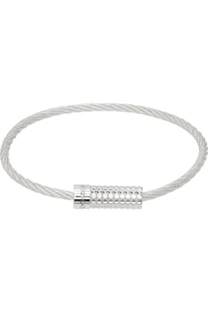 Le Gramme Bracelet argenté à fermoir guilloché - Câble, 9 g