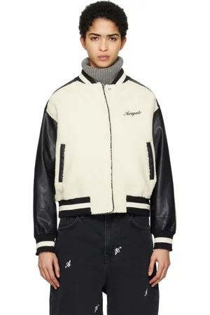 Axel Arigato Blouson aviateur de style teddy Saul blanc cassé et noir