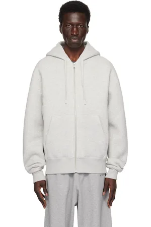 Ami Pull à capuche gris à glissière et à logo Ami de cœur