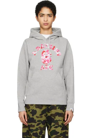 BAPE Pull à capuche gris à logo de style collégial à motif camouflage ABC