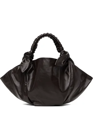 Bottega Veneta Sac brun à anse à effet foulard