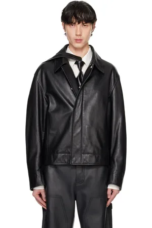 Bottega Veneta Blouson noir en cuir de veau naturel