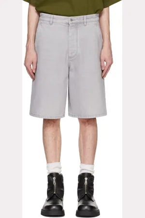 Bottega Veneta Short gris en denim à effet délavé