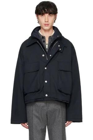Bottega Veneta Blouson bleu marine en sergé léger de coton
