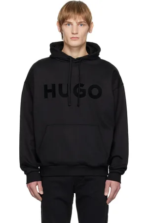 HUGO BOSS Pull à capuche noir à logo contrecollé