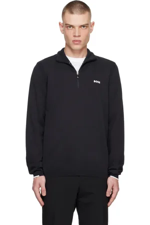 HUGO BOSS Pull bleu marine à demi-glissière