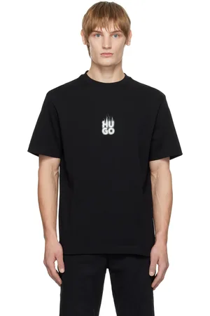 HUGO BOSS T-shirt noir à logos à flammes