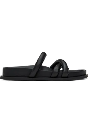 St Agni Chaussures à enfiler noires en cuir souple à brides entrecroisées