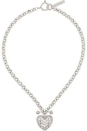 Justine Clenquet Collier argenté à pendentif en forme de cœur à cristaux
