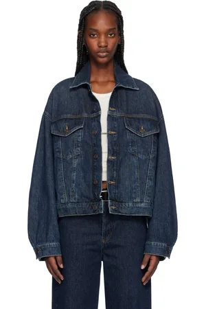 AGOLDE Blouson Dalton indigo en denim à manches bouffantes