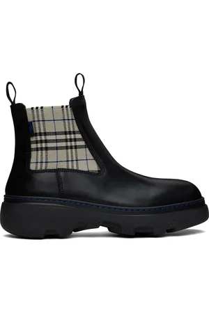 Burberry Bottes chelsea de style creeper noir et gris en cuir